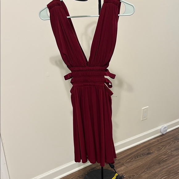 Express Red Ruched Plunge Sundress - Picture 1 of 2